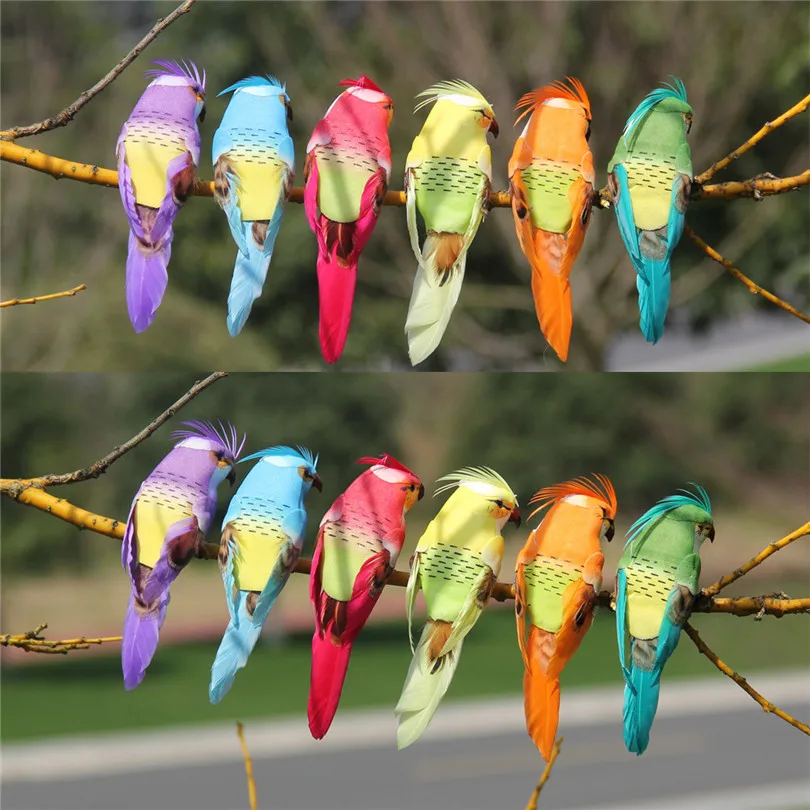 12 шт. 13 см Красочные Имитация попугаев пена перо искусственная модель птицы