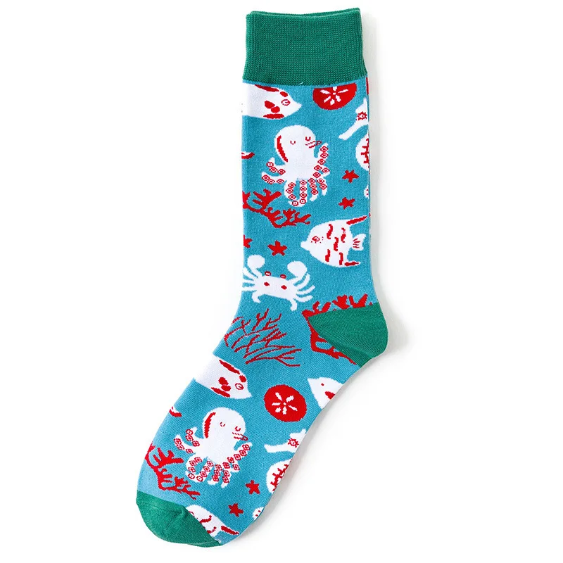 

Novelty Women Socks Animals Cartoon Cotton Long Socks Fish Starfish Shell Whale Funny Socks Men Fashion Happy Sox Christmas Gift