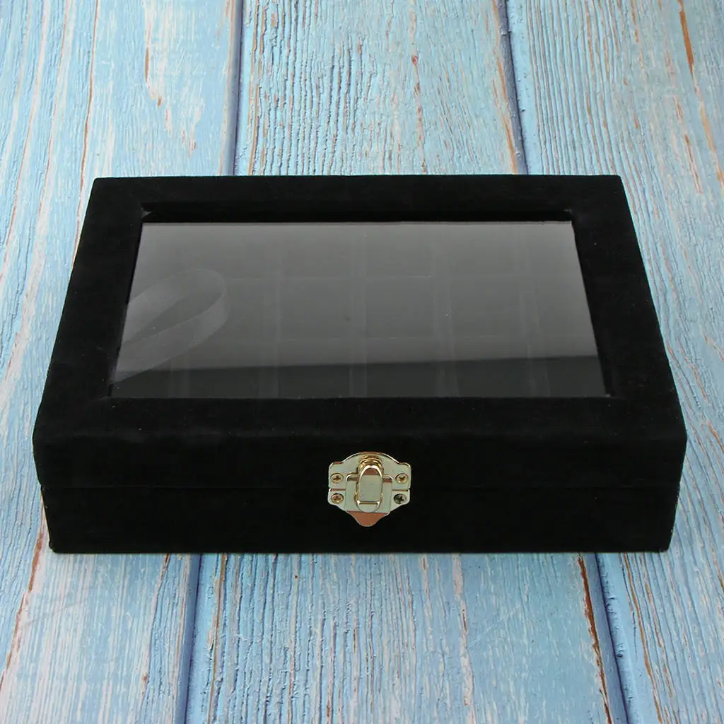 

Velvet Case Earring Necklace Organizer Display Jewelry Storage Box 24 Grid Jewelry Packaging Jewelry Box