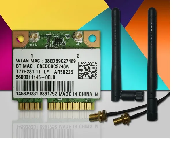 Оптовая продажа новая беспроводная карта с антенной для ATHEROS AR5B225 300Mbp MINI PCI-E Wi-Fi +