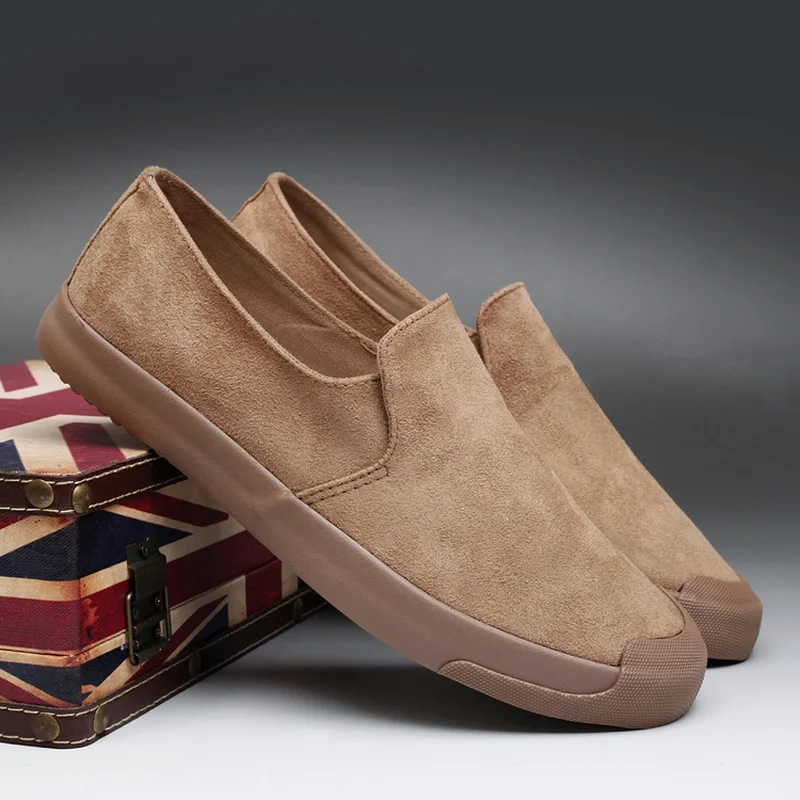 Мокасины мужские Фланелевые дышащие кроссовки плоская подошва лоферы