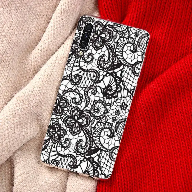 

Fashion black print flower Phone Case For Samsung Galaxy S5 S6 S7 S8 S9 S10 S10e S20 edge plus lite