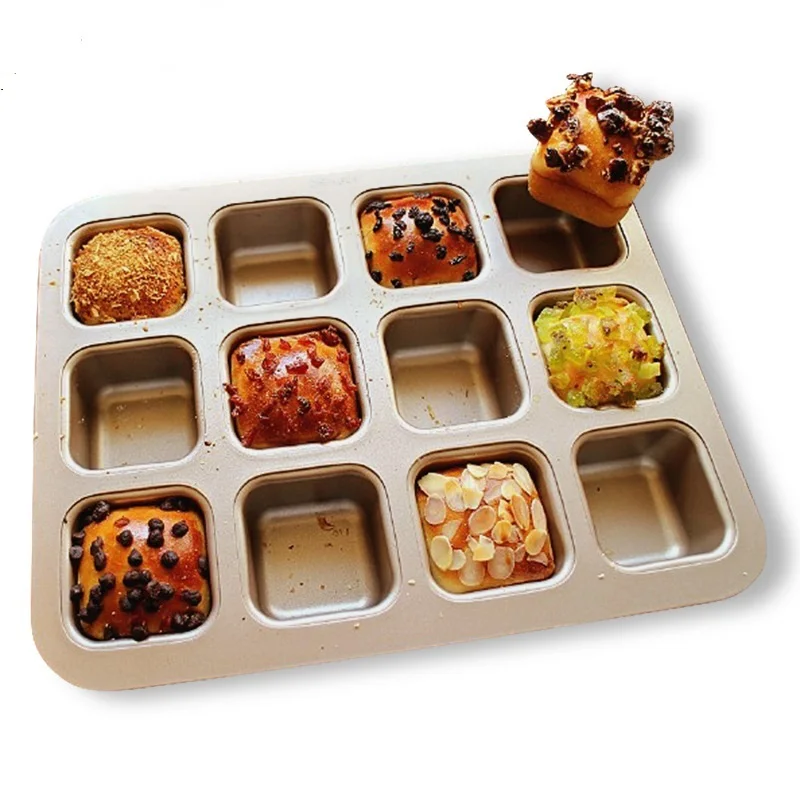 

Легко чистить, золотые, 12 чашек, квадратные, желтые, антипригарные формы для гамбургеров, формы для кондитерских изделий, десертов