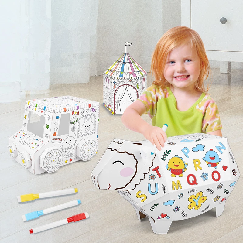 Детская игрушка для рисования граффити Сборная модель домика сделай сам 3D