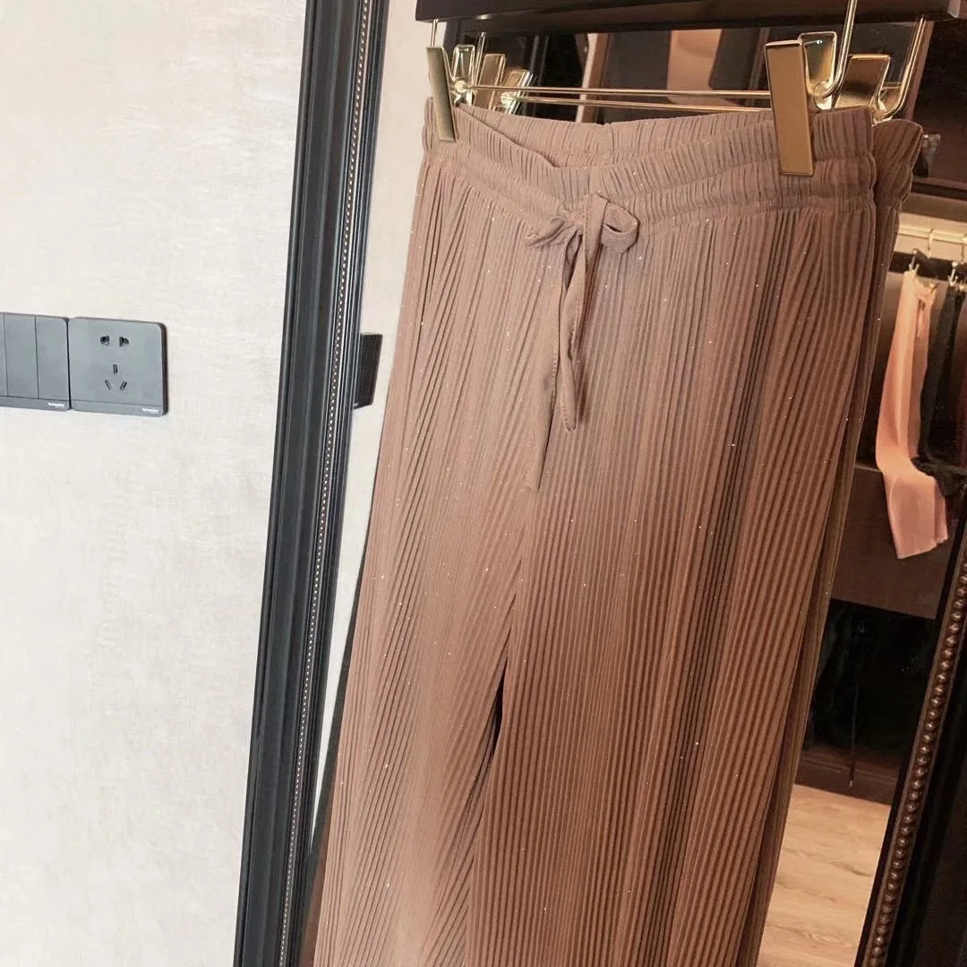 

2021 Summer Striped Fairy Diamond Pants Star Wide-legged Pants Drop Feel Flared Pants Women's High Waist Womens Pants