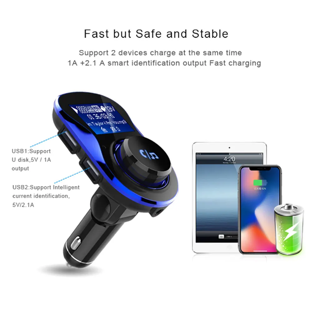 

Car MP3 Player BC28 Wireless Hands-free Bluetooth FM Transmitter Modulator Dual USB Charging 3.1A Support U Disk
