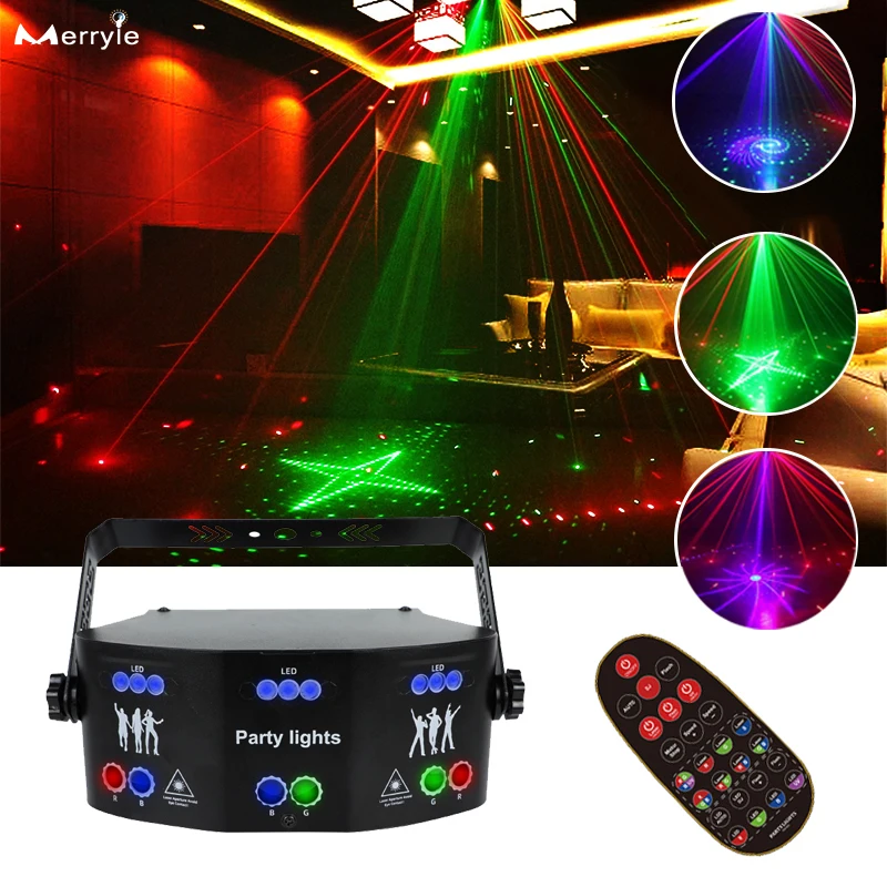 DMX Professional DJ Disco Stage Light Remote Control Effect Light for Home Party Voice Control Music Rhythm Lase Projector Lampr