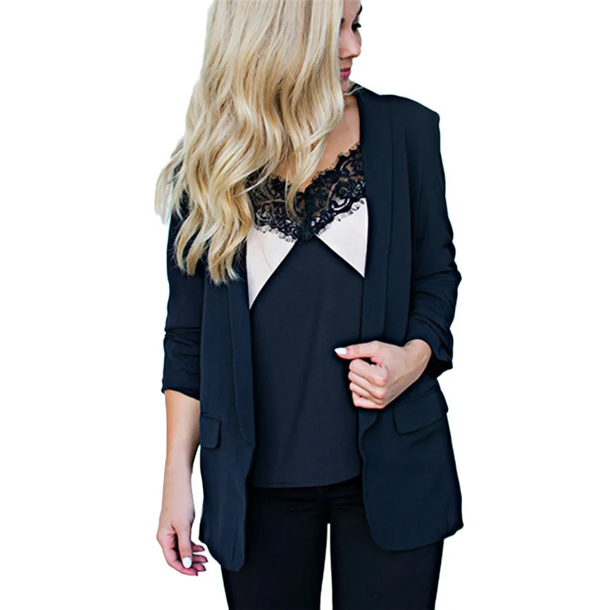 Женские куртки и пальто размер плюс черный цветной женский однотонный открытый