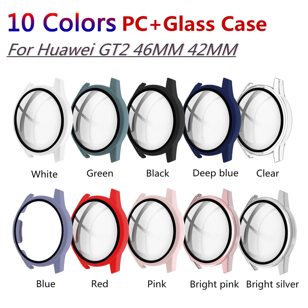 

Multicolor High Quality Watch Case for Huawei GT 2 42MM 46MM PC with Glass Cover Full Coverage Bumper for GT 2e Thin Light Shell