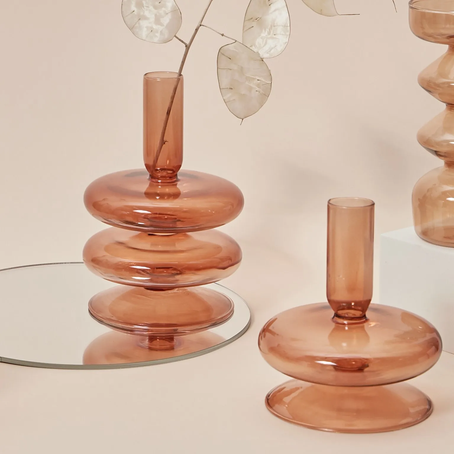 

1PC Glass Candlestick Holders Taper Candle Holder for Candlestick Dinner Party Wedding Centerpieces Table Decoration Home Decor