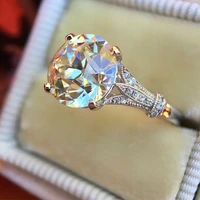 hot sale trendy ring for women silver color charms round stone ladies shine jewelry bridal wedding engagement ring anillos mujer