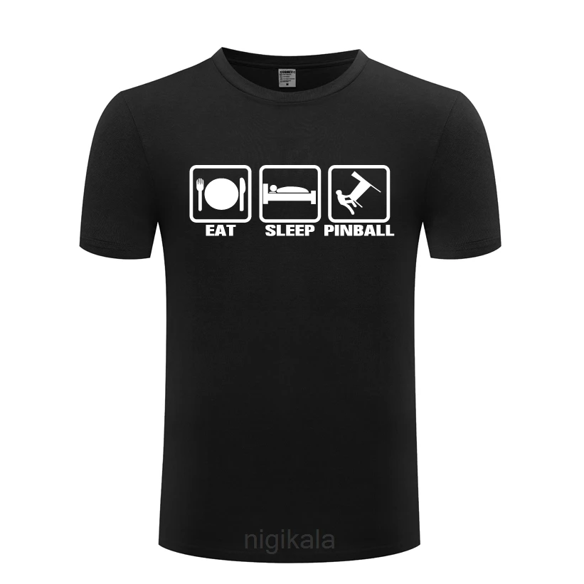 EAT SLEEP PINBALL забавная Мужская футболка новинка короткий рукав круглый вырез хлопок