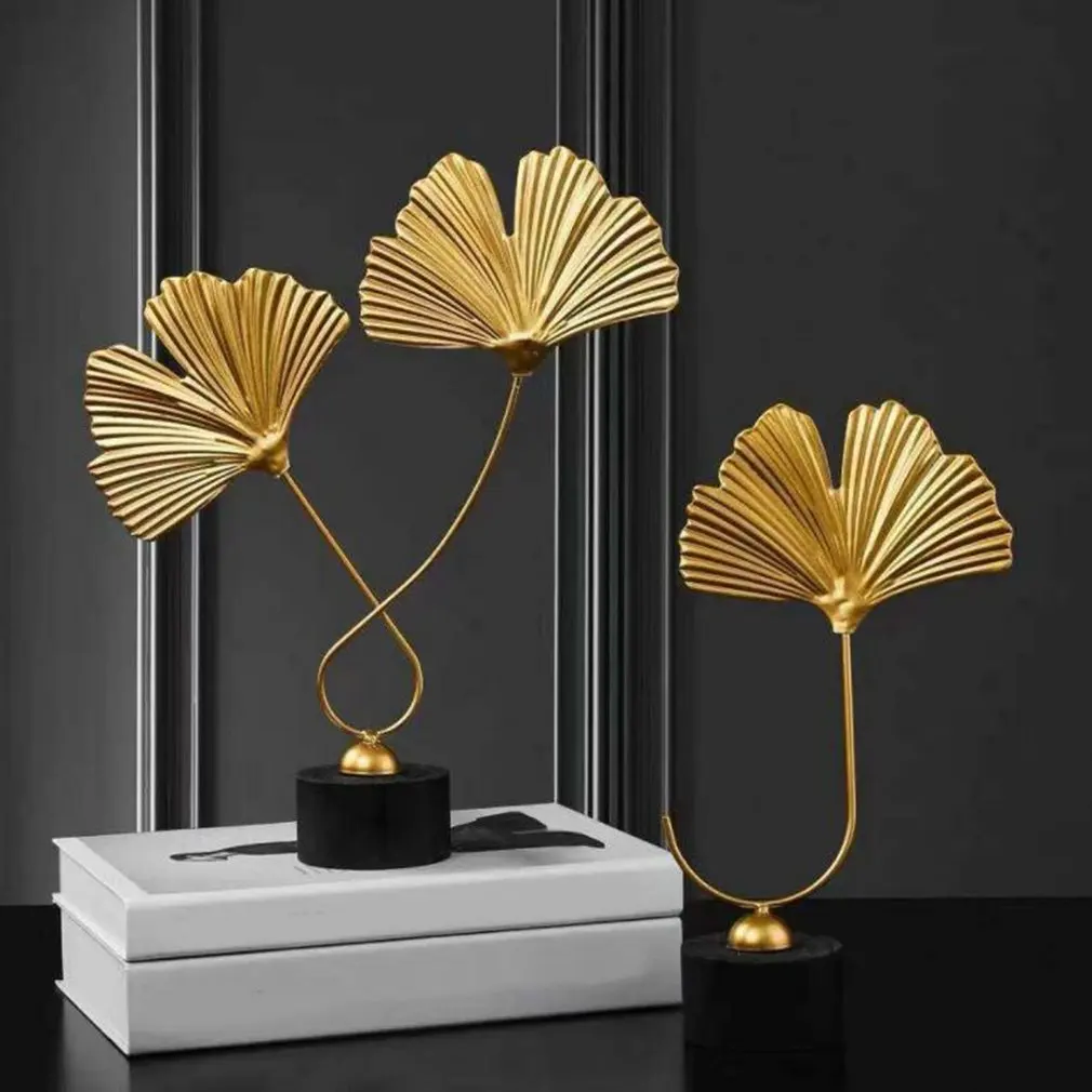 

Modern home decoration office accessories for living room piecies home decor statues Leaves Statue miniature metal Ornaments
