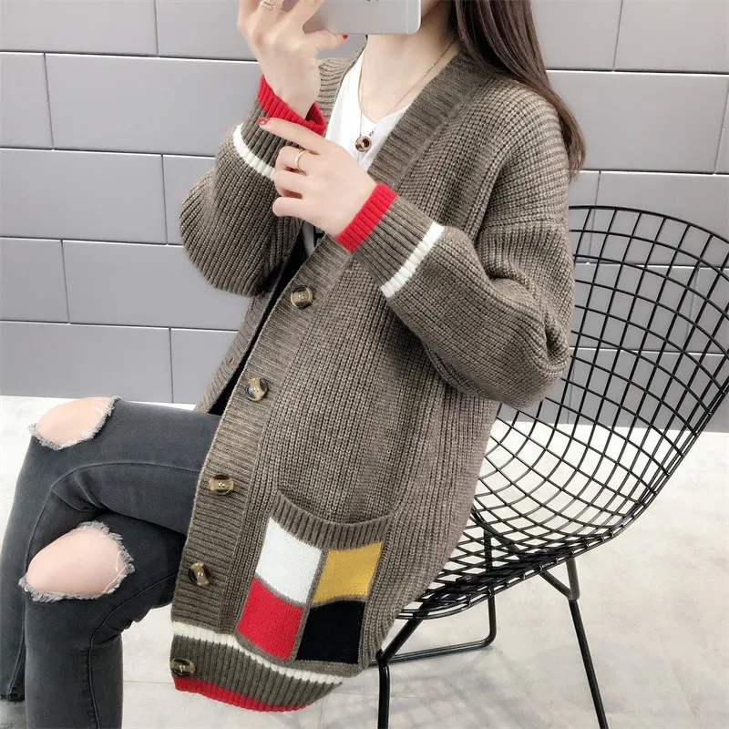 Популярный свитер для женщин Свободное длинное пальто кардиган Harajuku Manteau Femme Hiver