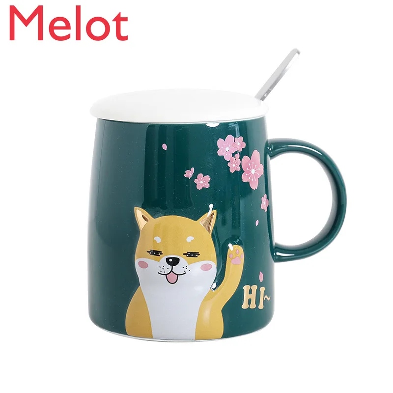 

Cartoon Shiba Inu Dog Creative Porcelain Cup Cup Coffee Cup Cute Tea Cup Students Mark Cup kawaii mug eco friendly