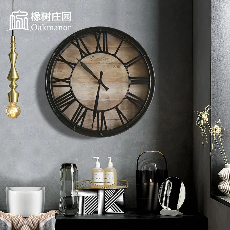 Настенные часы в винтажном стиле кварцевые бесшумные антикварные с римскими