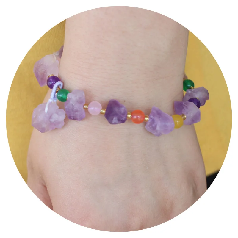 

Браслет с лавандовым аметистом и стандартными зубьями, браслет в европейском и американском стиле, 1 шт.