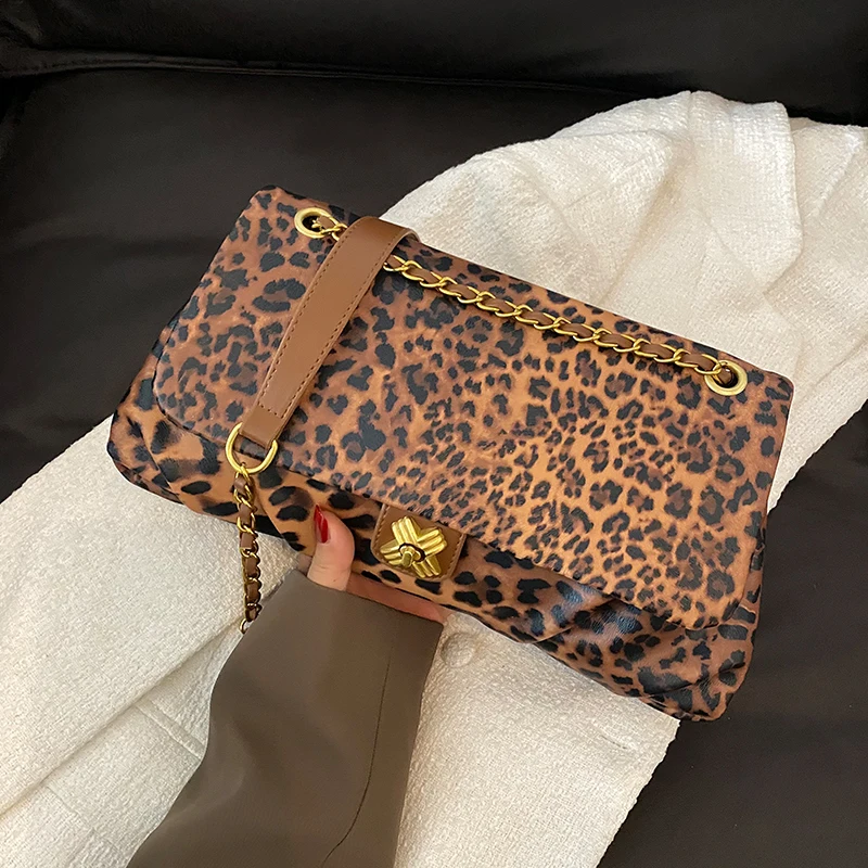 

Black Brown Khaki Shoulder Bag For Women High Quality Pu Leather Crossbody Bag Retro Leopard Handbags Pleated Cloud Bag Tote Sac