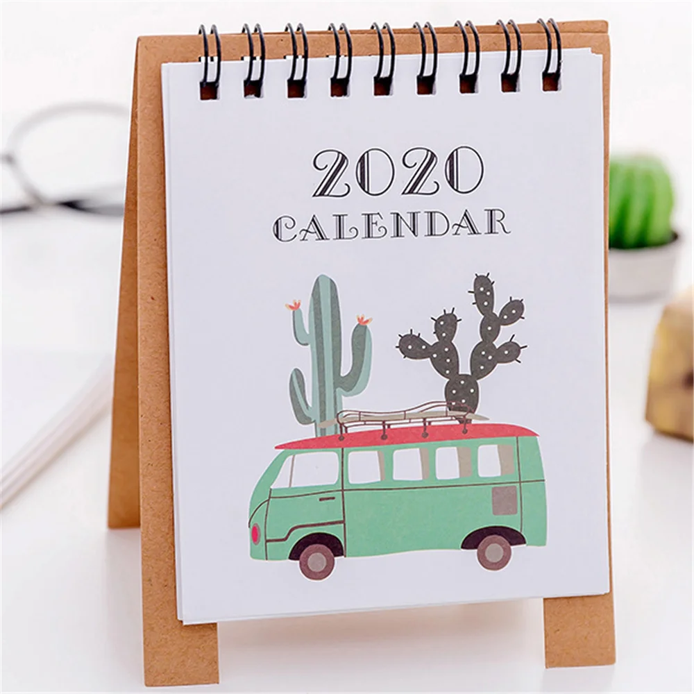 D 1PC Cute Cartoon Flamingo Desktop Calendar Mini Daily Schedule Table Planner Yearly Agenda Organizer School Office Supplies - Цвет: D