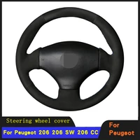 diy car accessories steering wheel cover braid soft suede leather for peugeot 206 1998 1999 2005 206 sw 2003 2004 2005 206 cc