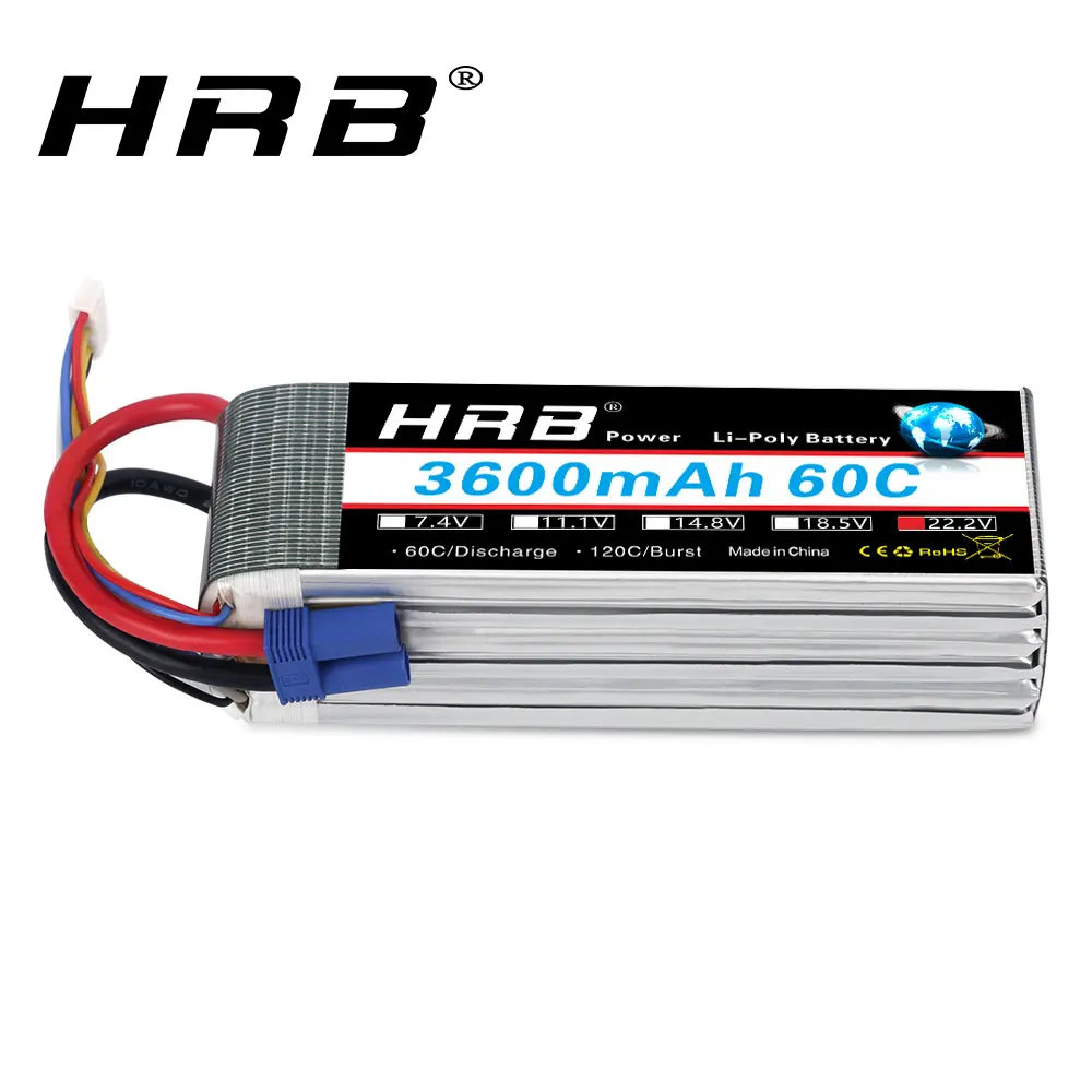 

HRB 6S Lipo Battery 22.2V 3600mAh 60C 120C For Align TREX 500 550 Helicopter Quadcopter RC Car with XT60-T Deans Connectors