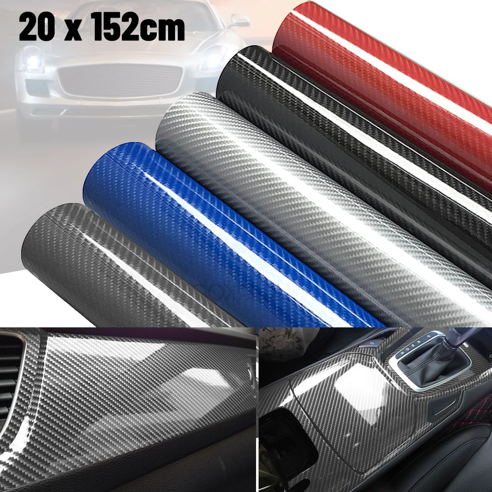 

6D Car Styling DIY High Glossy Carbon Fiber Vinyl Wrap Film 20/50*152cm Motorcycle Automobiles Car Sticker Decals Accessories