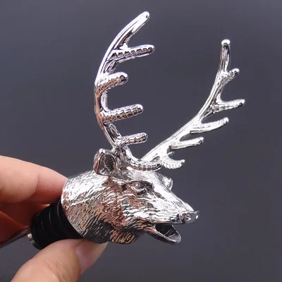 

New Stainless Steel Deer Stag Head Wine Pourer Unique Wine Bottle Stoppers Wine Aerators Bar Tools with Box
