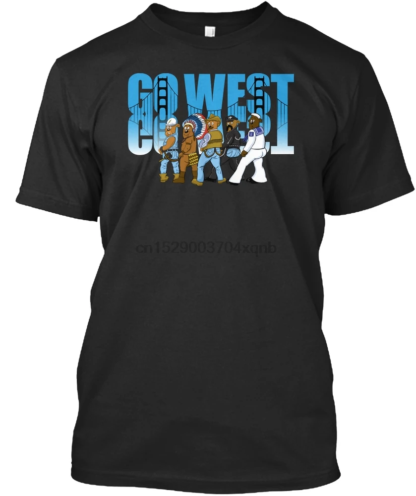 Мужская футболка гей медведь Go West деревенский медведи Футболка женская футболка|