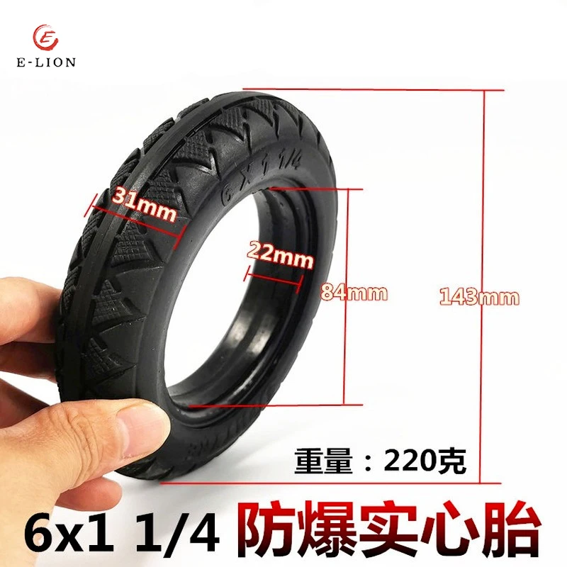 

6 Inch Electric Scooter Tire Accessories Aluminum Alloy Wheel Hub 6X1 1/4 Inflatable Inner and Outer Tire Solid Tire 8mm 10mm
