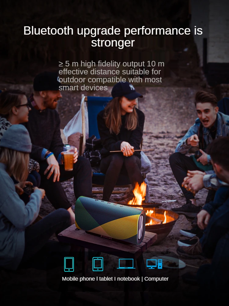 Беспроводная колонка Sansui T8 2021 года нового образца для дома и отдыха на природе, портативный миниатюрный формата с большой громкостью, технологией 3D-объемного звука и усилением низких частот для получения супердинамичного баса.