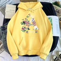 what a flower leeter personality print warm hoodie for women hip hop fleece hoody female aesthetic fashion womens sweatshirts