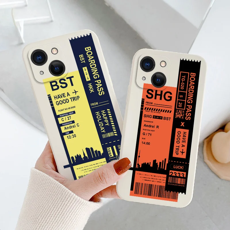 

Travel Ticket Silicone Case For iPhone 13 12 Pro Max Mini 11 Pro Max X XR XS MAX SE2020 8 7 Plus 6 6S Plus Soft Phone Back Cover