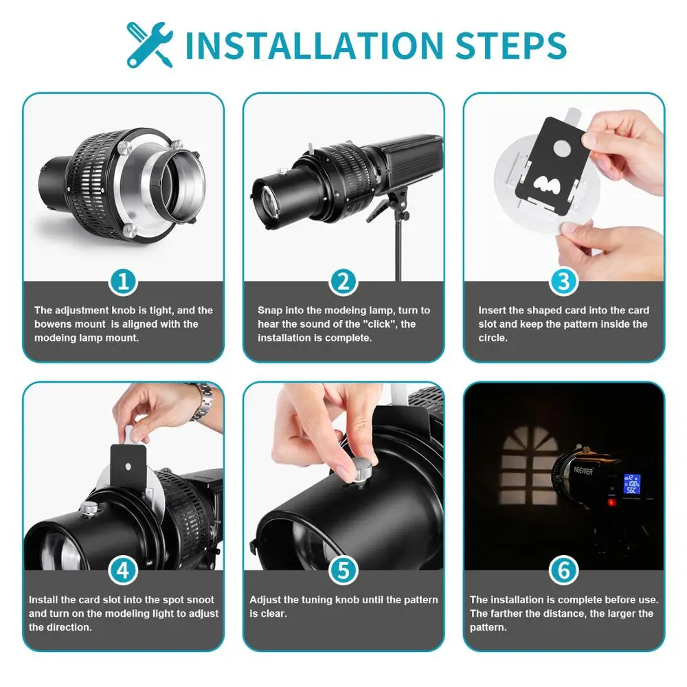 

Neewer Fashion Studio Conical Spot Snoot with Bowens Mount for Monolight Photography LED Light SL-60W SL-150W 200W etc