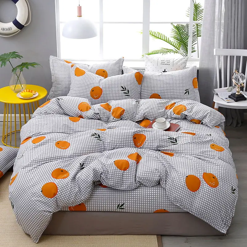 

Bedding Set 4Pcs/Set Bed Textile Products 18 Style Bed Set Cartoon Print Flower Cotton Bed Sheet Sheet Pillowcase & Duvet Cover