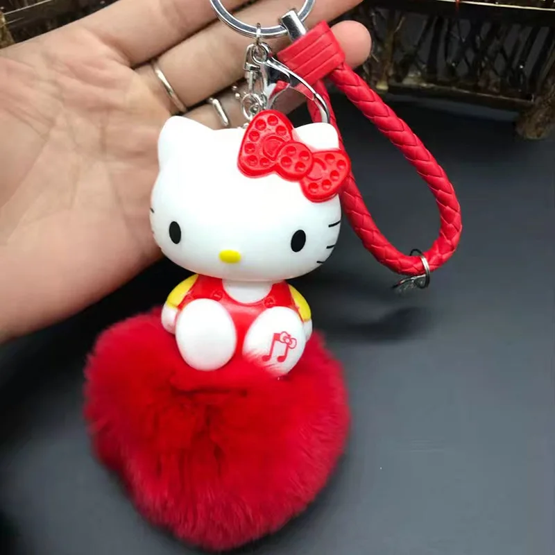 2 Pom аниме брелок мультфильм брелок Hello Kitty пушистый мех кролика брелок кольцо держатель женская сумка автомобильный брелок с помпоном - Цвет: 2
