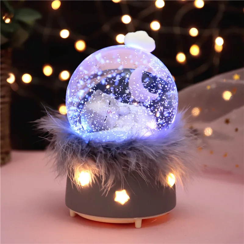 Нордический толстый кот дрейфующий снежный глобус забавная Луна магнит