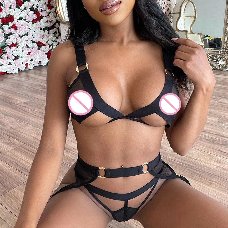 

Lace Hollow Out Lingerie Sexy 3 Piece Set Wireless Lace Erotic Lingerie Underwear Women Set Sensual Lingerie Sexy