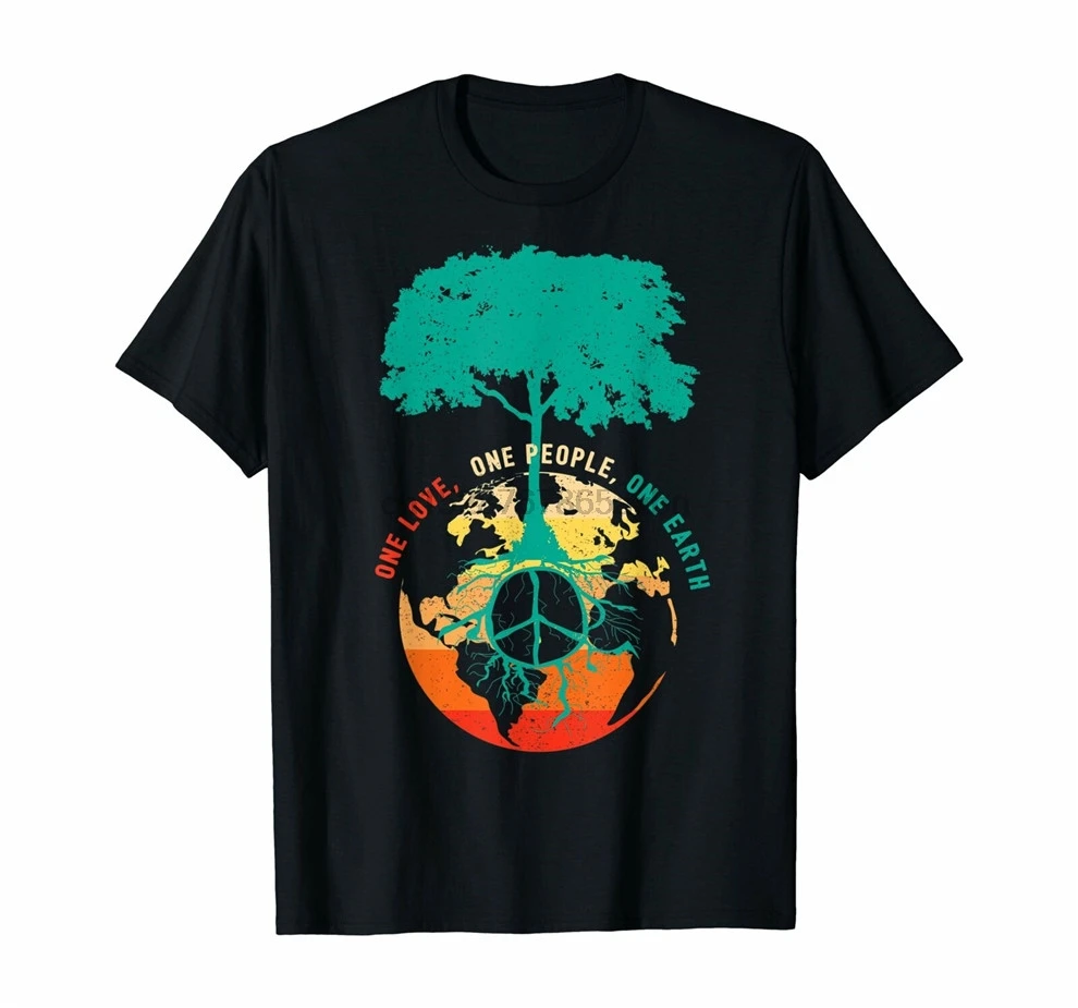 Футболка в форме дерева мира-Love People Earth Day Приталенная футболка | Мужская одежда