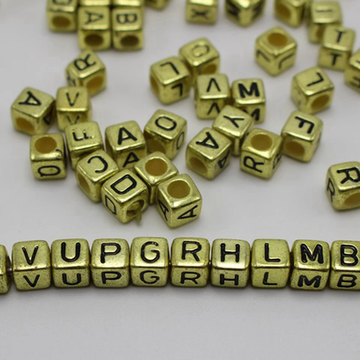250 Ассорти золотой металлик акрил алфавит буквы куб пони бусины 6х6 мм|beads bulk|beads