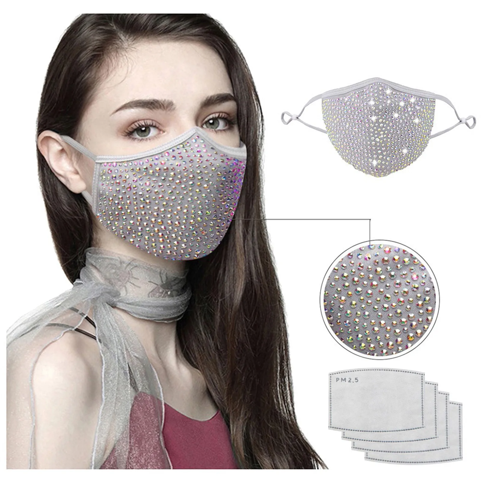 Маска Стразы для взрослых маски Хэллоуина блестящая Клубная маска дышащие