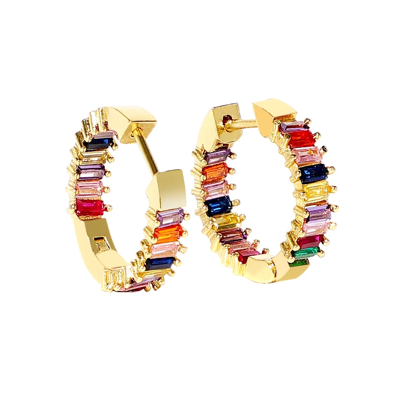 Скажите Привет медь Циркон Красочные Стразы Круг Серьги кольца для женщин с