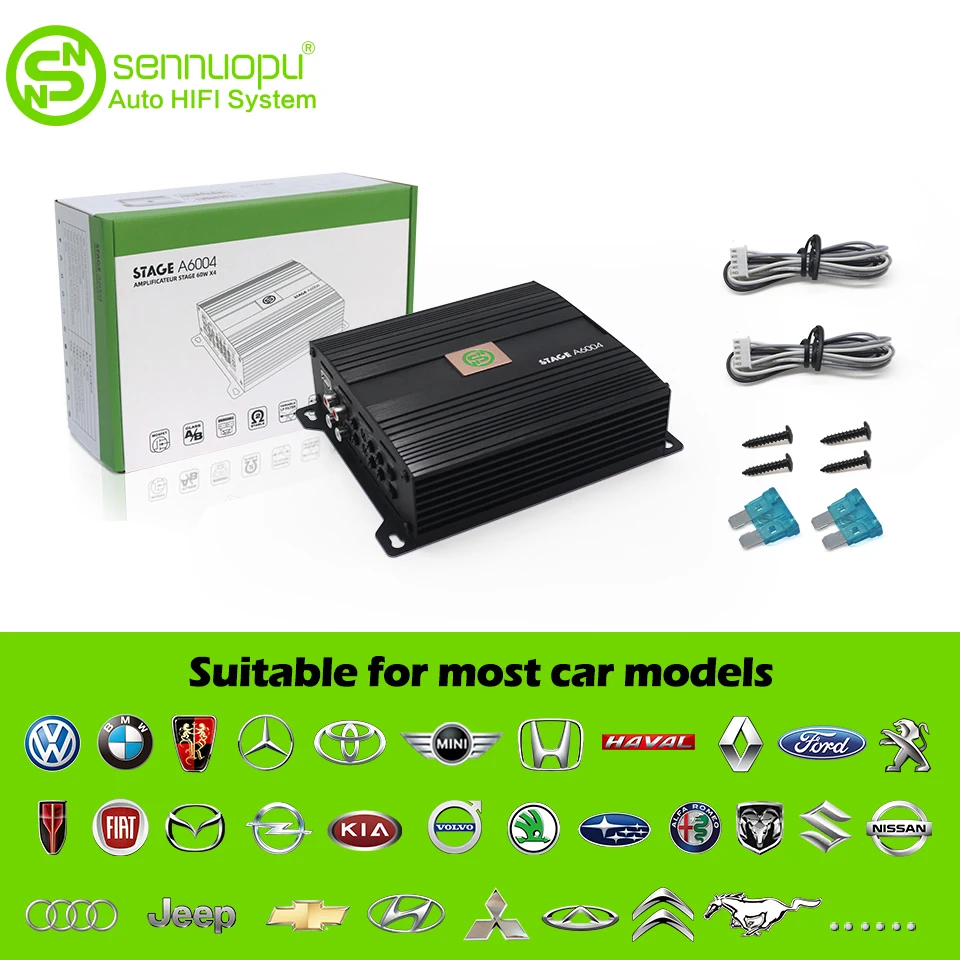 $81.60 Sennuopu A6004 Automotive Audio Processor Car Sound Amplifier 4Ch 12 V Bluetooth Box 2 Channels Stereo Class D Amplifier for Car