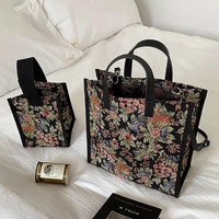 Vintage Women Floral Shoulder Bag Waterproof Handbag Mini Square Canvas Tote Korean Style Female Flower Crossbody Bags 2020 New