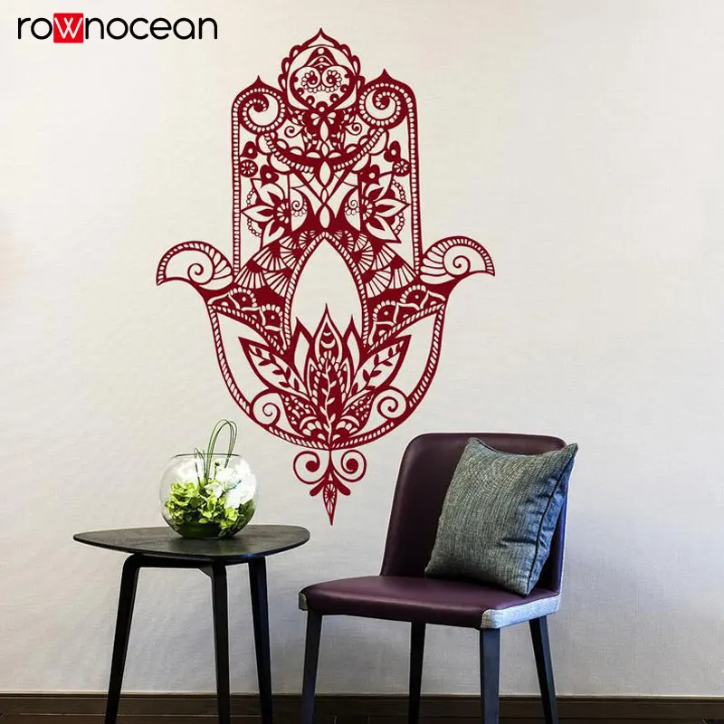 Hamsa ручная рыбий глаз индийская фотофатима Ганеш Лотос узоры Настенная Наклейка