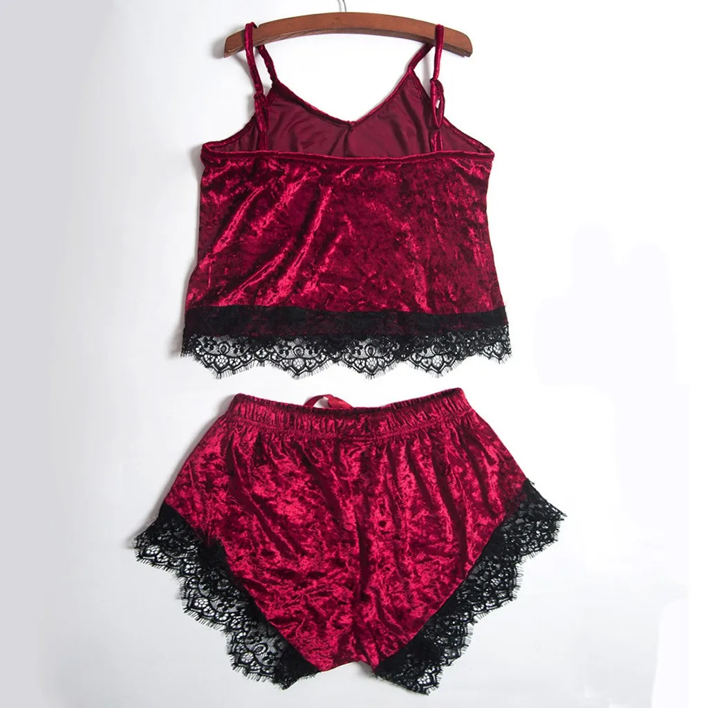 Новый бархатный пижамный комплект женские сексуальные камзол шорты пижамы с