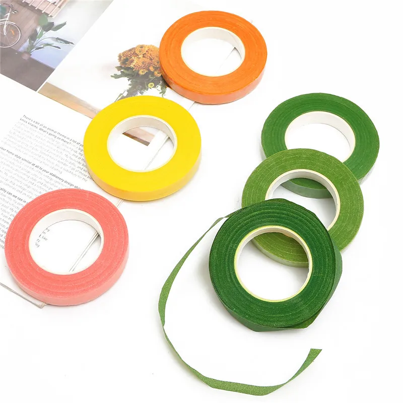 

30 Yard 12MM Floral Stem Tape Corsages Buttonhole Artificial Flower Stamen Wrap Florist Green Tapes Nylon Flower Supplies