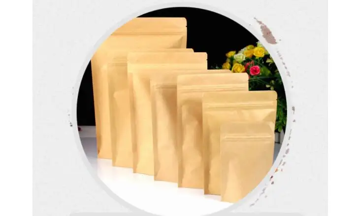 100 шт 11x18+ 3 см Упаковочные пакеты для хранения продуктов, крафт-бумажные пакеты, упаковка для пищевых продуктов, Многоразовые Пакеты на молнии, нулевой мешок для отходов, Многоразовые Пакеты для закусок