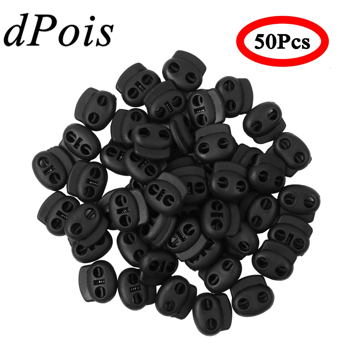 50 шт пластиковый замок шнура Конец переключения двойное отверстие пружинный