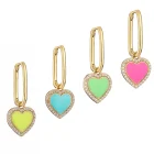 HECHENG,1 пара, модные милые серьги-подвески в форме сердца для женщин, модные разноцветные Эффектные серьги в форме сердца, оптовая продажа