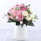 Искусственные Шелковые пионы, 5 розовых цветов, 30 см, 4 бутона